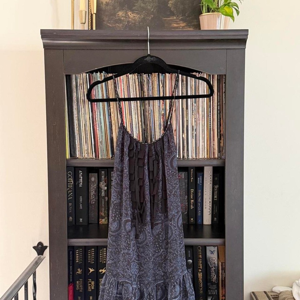 Kimchi Blue Paisley Ruffle Dress M Blue Grey Boho Grunge